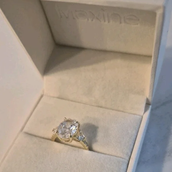 Maxine 3.5 Carat Oval Cut Cubic Zirconia Gold Plated 925 Engagement Ring, 4.5 - Picture 7 of 12